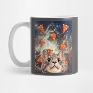 Cat in flying pizza space Mug